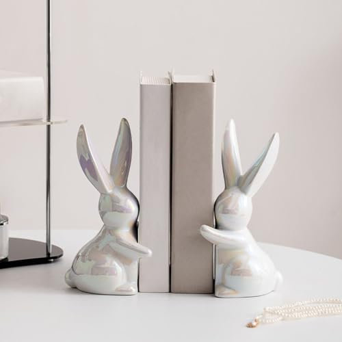 Serre-Livres Décoratifs en Céramique, Serre-Livres en Forme De Lapin Original, Ornements De Lapin, Porte-Livres, Bouchon pour Étagères, Serre-Livres d'art, Serre-Livres en Forme d'animal Mignon