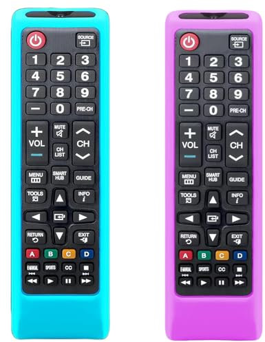 [2 Pack] Glowing Remote Cover Replacement for Samsung TV Remote, Universal Silicone Sleeve Skin with Lanyard, Glow in the Dark