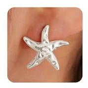 HANLI Étoile de Mer Boucles D'oreilles Femme Argent 925 Ladies Plage d'été Hypoallergénique Bijoux Cadeaux Pour Femmes