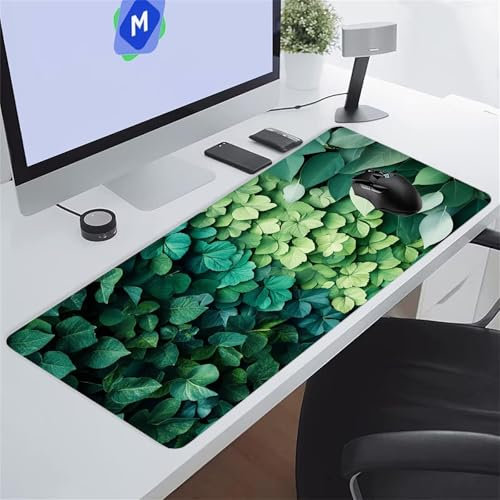 Feuilles Vertes Tapis de Souris de Jeu 1200x600x3 mm Grand Tapis de Souris Gaming sous-Main Bureau Gamer Large avec Base Antidérapante Tapis de Clavier Lavable pour Gamer PC