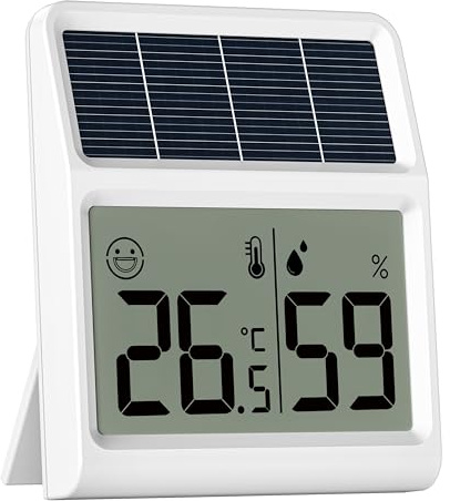 Termostatoh Higrometro Solar, L a luz natural interior alimenta sin necesidad de baterías,Termometro Digital Casa, Medidor de Humedad