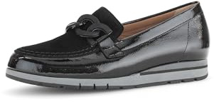 Gabor Damen Slipper, Frauen Slipper, Mokassins,Sensitive,Basic,Derby,Silber,rosa,grau,beige,Lack,braun,modisch,schwarz (Uni+Lack),44 EU / 9.5 UK