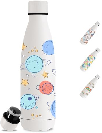 Gourde Isotherme, Gourde 500ml, Anti Fuite, Gourd Inox, 24h Froid & 12h Chaud, Bouteille Metal sans Bpa, Facile à Transporter, Bouteille d'eau pour l'École, Bureau, Yoga, Voyage, Camping