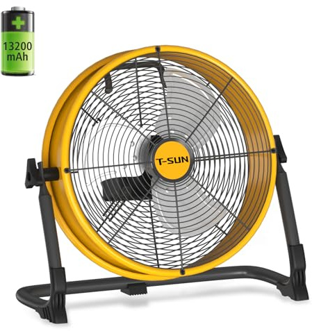 T-SUN 12 Rechargeable High Velocity Floor Fan with Built-in Battery