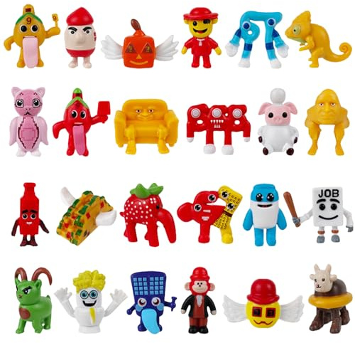 24 Pcs Mini Figures Set, 0.78-1.57 Funny Cartoon Character Action Toys Collectibles, Cute Tiny Animal Desk Decorations Cupcake Toppers Party Favors Goodie Bag Fillers Birthday Gifts for Kids