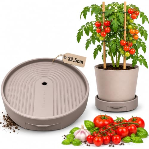 Plant Heaven Blumentopf Untersetzer 32,5cm Innendurchmesser mit Wasserbehälter & 4 Rollen Inklusive 1x Stofftopf Gratis