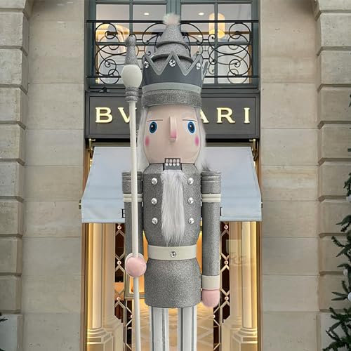 ECOM-CDL - Cascanueces gigante de madera, diseño rey/soldado (121,92 - 152,4 - 182,88 cm)