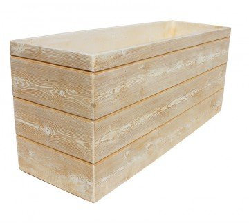 AnaParra Jardinera Rectangular Moderna en hormigón aligerado para Exterior Madera 90X29X37cm. Natural Ocre