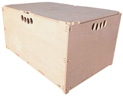 MK Design Hochbelastbar Werkzeugbox aus Holz Holzkiste Naturbelassen 60x40x42cm 85 Liter mit Deckel stapelbar Aufbewahrungsbox