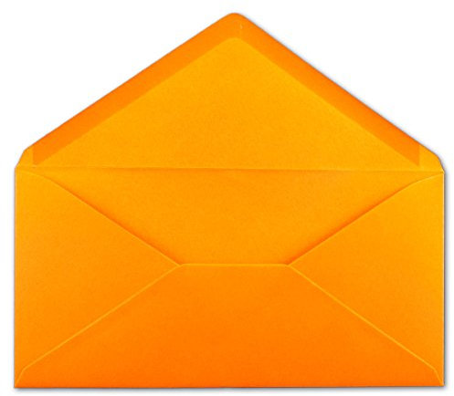 Glüxx-Agent 100 DIN Lang Briefumschläge Orange 22 x 11 cm -120 g/m² Nassklebung Post-Umschläge ohne Fenster ideal für Weihnachten Grußkarten Einladungen