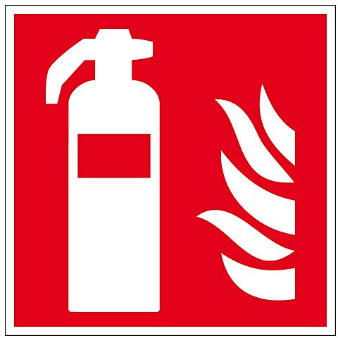 Brandschutzschild aus Folie, lang nachleuchtend - Feuerlöscher - 25 x 25 cm
