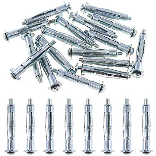 Glarks 30Pcs 5x52MM Heavy Duty Zinc Plated Steel Molly Bolt Hollow Drive Wall Anchor Screws Set for Drywall, Plaster and Tile (M5x52)