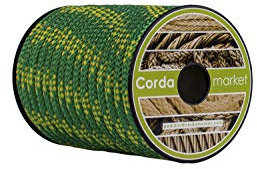 Cordamarket Driza 10mm, Cuerda Unisex Adulto, Amarillo/verde, 10mm A 15mts