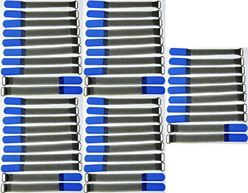 50x 16 cm x 16 mm FUK wiederverschleßbare Klett-Kabelbinder BLAU mit Metall-Öse - Kabel-Klettband 160 mm wiederverwendbar