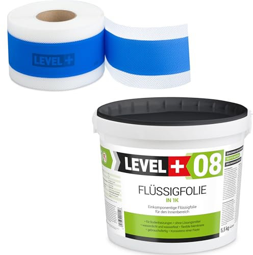 Kit de bande d'étanchéité 5,5 kg - Ruban d'étanchéité 5 m - Pour salle de bain et cuisine LEVEL+ SET306