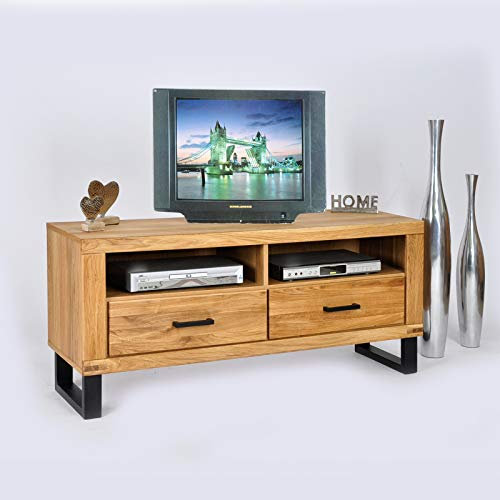 DK-Wohnen Lowboard TV Kommode Wildeiche Teilmassiv geölt B138xH60xT50 ELFO Tina 2347