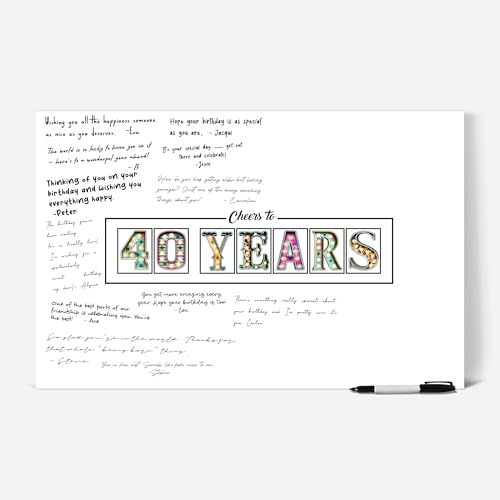 L & O Goods Partydekoration zum 40. Geburtstag – Unterschriftenbrett für Party – Partybedarf, Gästebuch oder KartenAlternative für Frauen oder Männer – Unterschrifttafel für Party – Poster Größe
