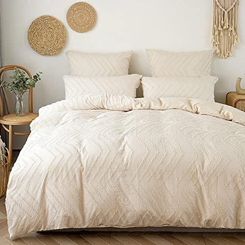 GETIYA Modern Bettwäsche 135x200cm Khaki Einfarbige Bettwäsche Mädchen Damen Bettwäsche Wellen Streifen Bettbezug Mikrofaser Stickerei Handwerk Deckenbezug mit Reißverschluss und Kissenbezüge 80x80