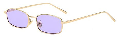 eiTurlutz Klassisch Rechteckige Sonnenbrille Retro Schlank Metallrahmen Brille Vintage Rectangle Süßigkeitsfarbe Sonnenbrille Gold/Lila