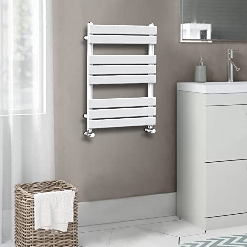 Warmehaus Scaldasalviette riscaldato a pannello piatto scaletta Rad 800 x 500 mm per bagno riscaldamento centralizzato scaldasalviette bianco