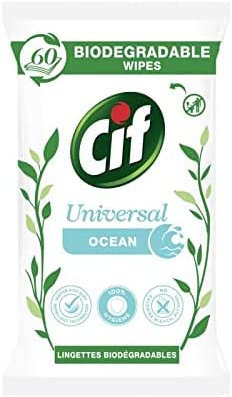 CIF - Lingettes Nettoyantes Biodégrables Océan X60 - le Lot De 4