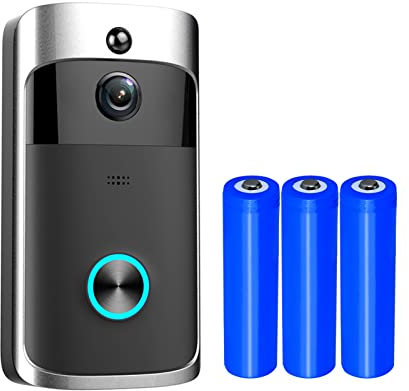 Kavolet Ring Doorbell Wireless, Video Doorbell, 720P Visual Real-time Intercom WiFi Bell PIR Detection Night Vision, 2-Way Talk Home Security Camera Free Cloud Storage or TF Card, Silver & Black