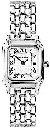 Sekonda Monica 40143 Damen-Quarzuhr 20 mm weiß mit analoger Anzeige, Silberlegierungsarmband, silber (All Silver), modern, Silber (All Silver), Modern