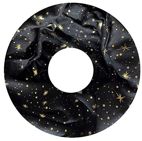 Lina & Lily Damen Loop Schal mit Goldfolierten Sternen (Schwarz)