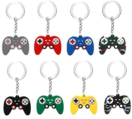 Yafe 8 pcs Gaming Party Bag Fillers for Boys, Kids Keyrings Keychains Favours Gifts Decorations for Birthday Party Bags