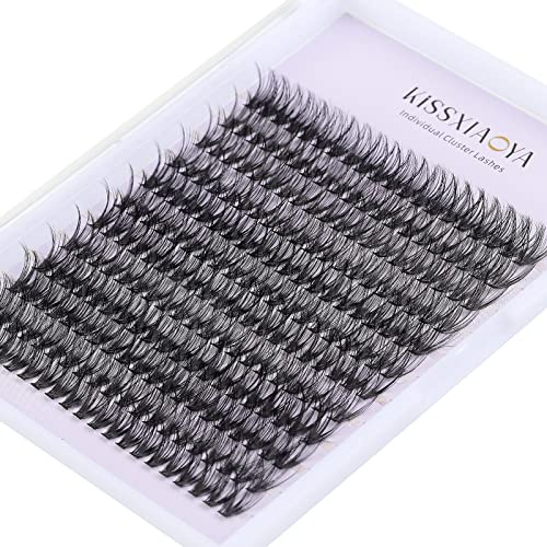 Cluster Eyelash 240pcs 40D 0.07 D Curl 14mm Cluster Eyelashes Extensions, Soft Individual Lashes Natural False Eyelashes Clusters DIY Eyelash Extension At Home (14mm, 40D-D-0.07)