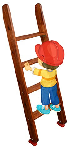 Bettleiter 4-stufige / 5-stufige Karbonisierte Etagenleiter, Korrosionsbeständige Holzleiter für Dachboden, Vorgefertigte Doppelbettleiter aus Kampferholz, für Loft, Wohnheim, Bibliothek, Zuhause ( Si