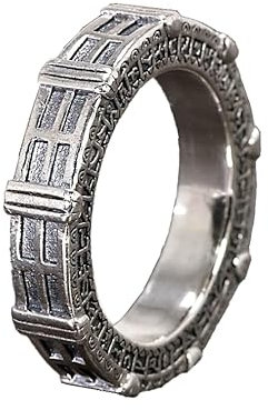 Silber Stargate Ring ~ 925 Sterling Silber runder Dicker Ring für Männer Frauen,