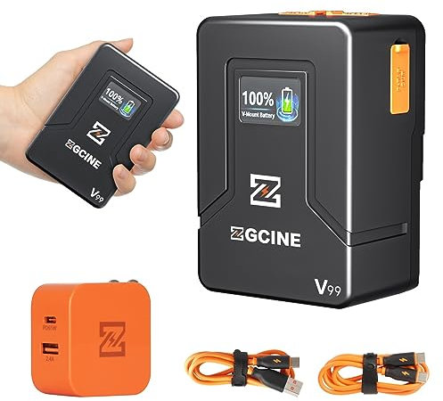 ZGCINE ZG-V99 Versión Actualizada Mini Battería V-Montaje con PD Kit De Cargador, 99Wh 14.8V Soporte D-Tap/BP/Entrada Y Salida, Batería V-Lock Compatible con Bmpcc 6K Pro/Canon EOS R5C/Sony Fx3