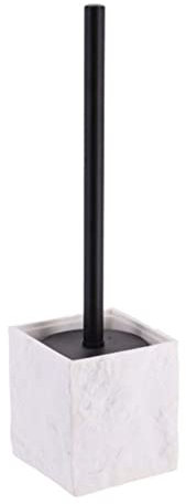 PLUS HOME Escobillade baño con escobillero poliresina Efecto Piedra,escobilla de váter para el Cuarto de baño y Aseo 10x 39 cm Color Blanco.