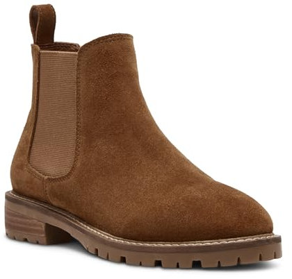 Steve Madden Damen Leopold Chelsea-Stiefel, Kamelfarbenes Wildleder, 40 EU