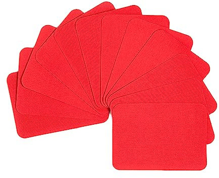 AXEN 12PCS Iron on Repair Patches, 100% Cotton Fabirc Mending Patches for Clothing, Pants, Dress, Shirts, Coats, Jeans and More, Red