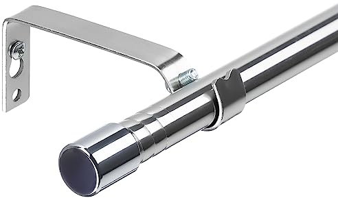 HARRMS Gardinenstange, 16mm Gardinenstangen Silber 76-198cm, Vorhangstange Ausziehbar Edelstahl Scheibengardinenstange mit Halterungen und Endstücken für verdunklungsvorhänge Outdoorvorhänge
