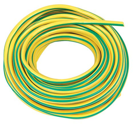 UKCABLE-TIES 25 Meter Electrical PVC Sleeving Earth Green/Yellow Cable Wire Sleeve (5MM)