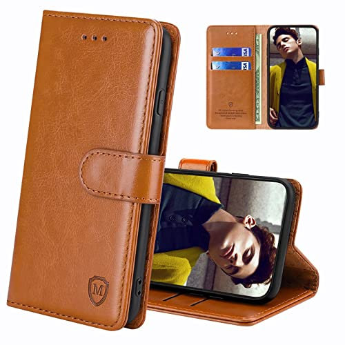 FMPCUON Étui à Rabat pour Nokia C12/C12 Plus/Pro - Coque Premium en Cuir PU avec Portefeuille et Protection Magnétique - Brun