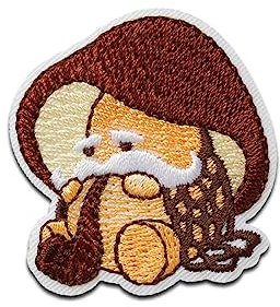 Mono-Quick Pilz mit Pfeife - Aufnäher, Bügelbild, Aufbügler, Applikationen, Patches, Flicken, zum aufbügeln, Größe: 4,5 x 4,2 cm