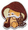 Mono-Quick Pilz mit Pfeife - Aufnäher, Bügelbild, Aufbügler, Applikationen, Patches, Flicken, zum aufbügeln, Größe: 4,5 x 4,2 cm