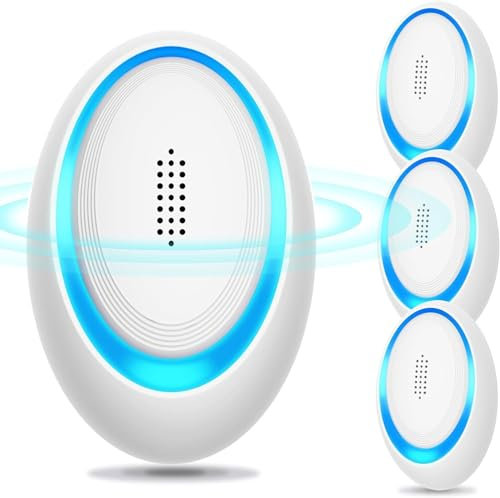 Anti Moustique Ultrason Prise,Ultrason Souris Mouche 4 Paquets, Appareil Repulsif Souris Efficace pour Repousser Les Rats, Les araignées, Les moustiques, Les Souris, Les cafards Bla
