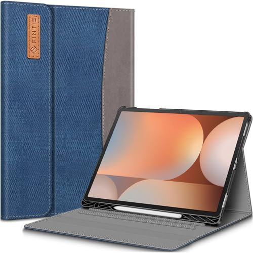 Fintie Hülle für Samsung Galaxy Tab S10+ Plus/S9 FE+ Plus/S9+ Plus 12.4 Zoll Tablet, Folio Schutzhülle mit Multi-Winkel Betrachtung, S Pen Halter und Dokumentenfach, Denim Indigoblau
