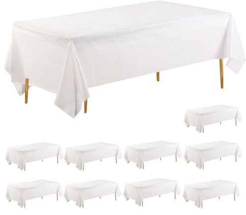12 Stück Tischdecke,Rechteckig Weiß Party Tischdecke 137x 274cm Tischdecke Papierrolle Einweg Tischdecken aus Kunststoff,wasserdichte Ölbeständig Tischdecken für Party,Picknick,Geburtstags