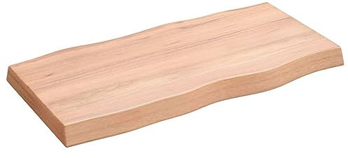 Homgoday Tischplatte Ersatztischplatte Schreibtischplatte Holzplatte Tischplatte Ersatztei für Esstisch Gartentisch Couchtisch 80x40x6 cm Massivholz Eiche Behandelt Baumkante