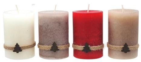 ZauberDeko Adventskerzen Kerzen Stumpenkerzen Adventskranz Rot Creme Taupe Beige 9cm H 4 Stück