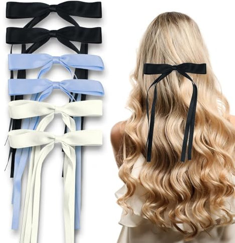 Lilbitty Lot de 6 barrettes à cheveux en forme de nœud papillon pour femme - Pinces à cheveux avec nœud en métal