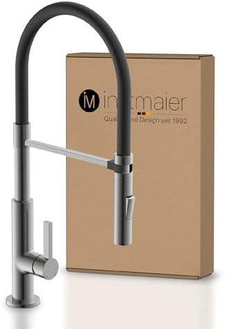 instmaier K4 | Wasserhahn für die Küche | Farbe graphit | Spültischarmatur mit flexibler Geschirrbrause | Mischbatterie für die Küche | frei bewegliche Küchenarmatur