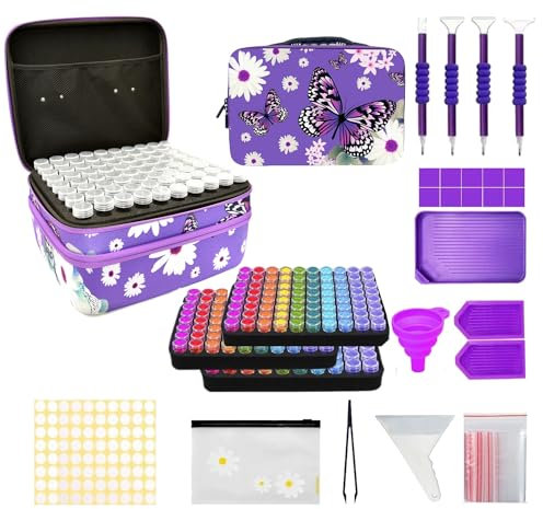 SHJOEE 5D Diamond Painting Zubehör Box Organizer Aufbewahrungskoffer 240 Fächer Diamond Painting Organizer Schmetterling Diamond Painting Aufbewahrungsbox Werkzeug Set DIY Handwerk Als Geschenk