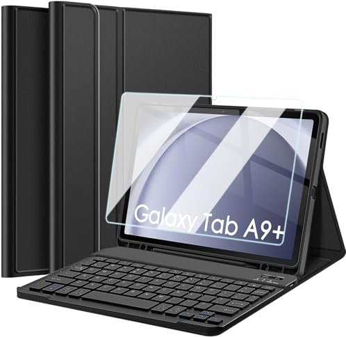 Nanhent Keyboard Case with Screen Protector for Samsung Galaxy Tab A9+ / A9 Plus 11 Inch 2023 (SM-X210/X216/X218), Magnetically Detachable Wireless Bluetooth Keyboard with Slim Stand Cover